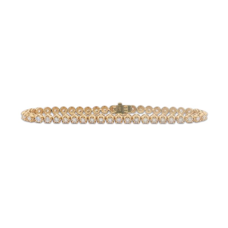 2.60ctw Rounded Basket Setting Tennis Bracelet, 14kt