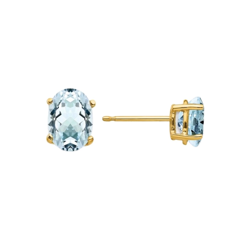 Oval Aquamarine Studs