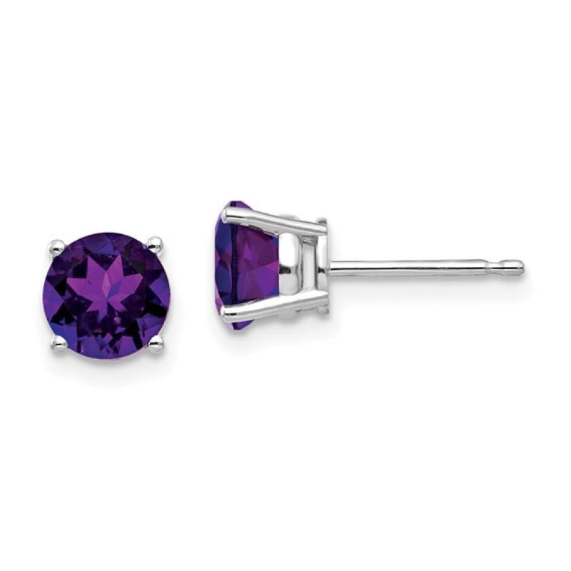 14kt Round Amethyst Studs