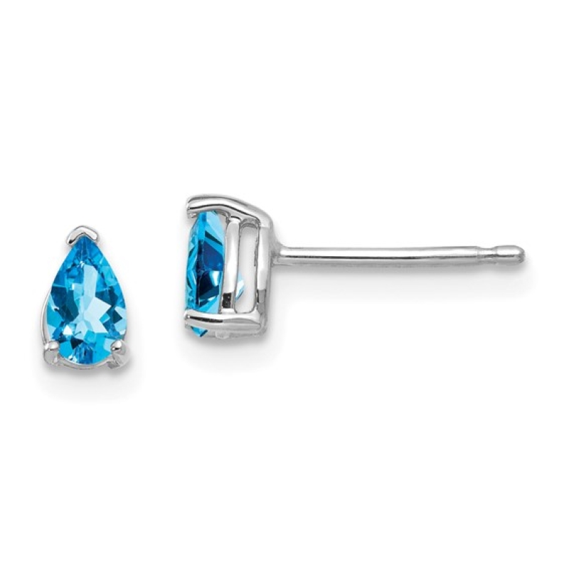 14kt Pear-Shaped Blue Topaz Studs