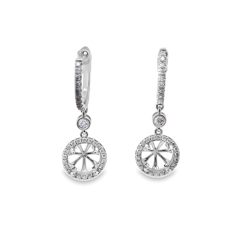 Diamond Huggie Halo Drop Earrings, 1.5ctw Centers