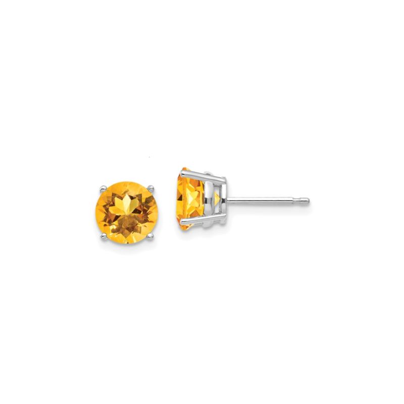 14kt White Gold, Citrine Stud Earrings