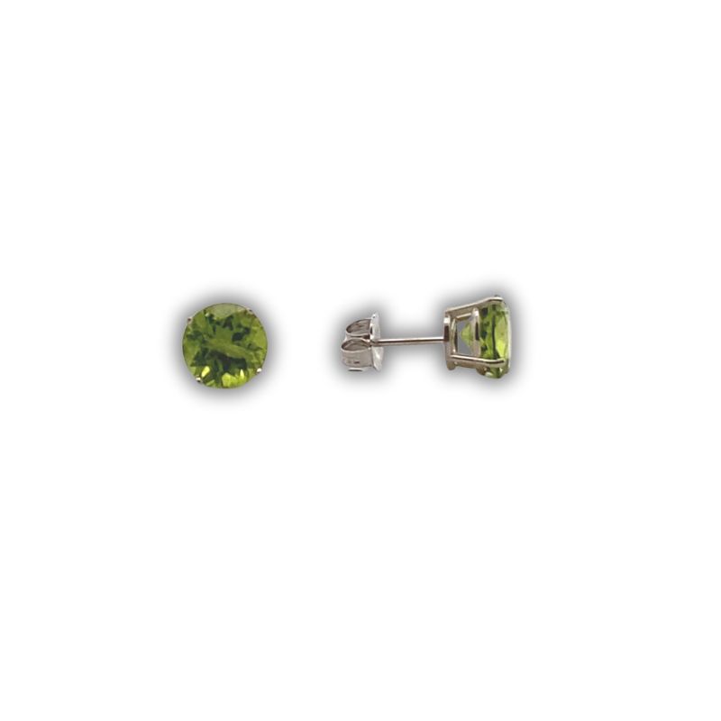 3.00ctw Peridot Stud Earrings, 14kt White