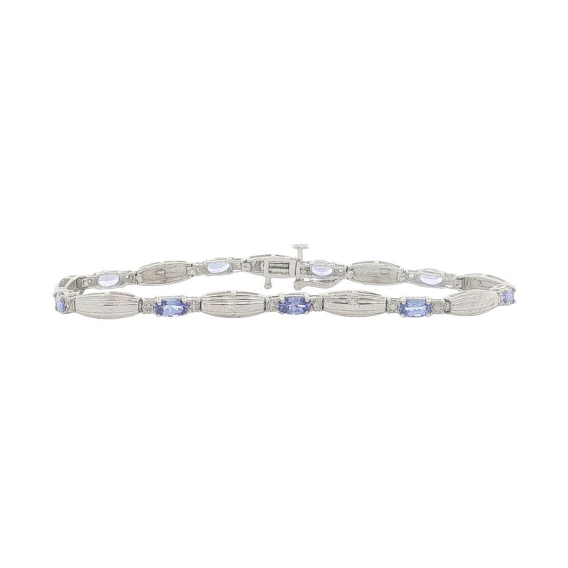 5x3mm Tanzanite and Diamond Classic Gold Bracelet 14KT