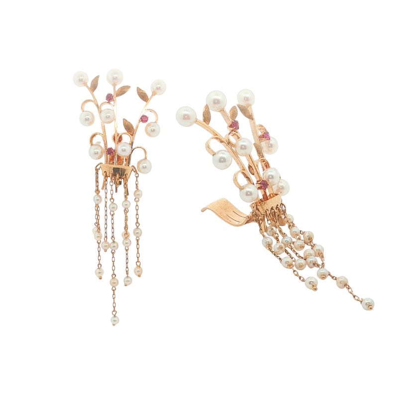 Vintage Large Pearl Drop Clip Ons, 14kt Yellow - Image 2