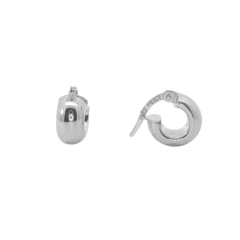 6mm Wide Polished Small Hoops, 14kt White