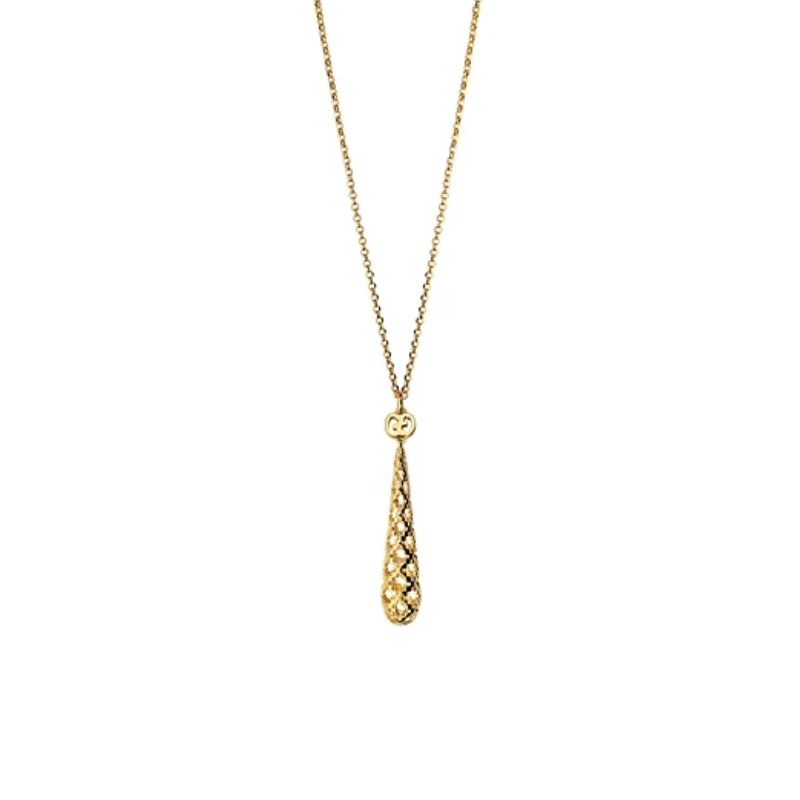GUCCI DIAMANTISSIMA LIGHT SMALL YELLOW GOLD NECKLACE, Ref#YBB34125500100U, 18KYG