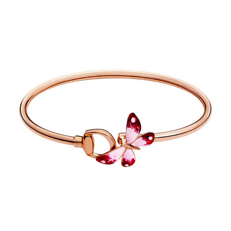 Gucci Flora Enamel Butterly Bangle, Ref#YBA389132001017 18kt Rose
