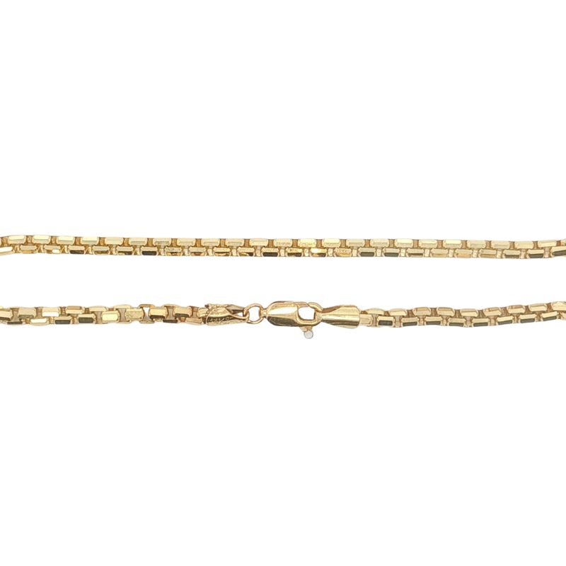 3.2mm Solid Box Bracelet, 14kt Yellow