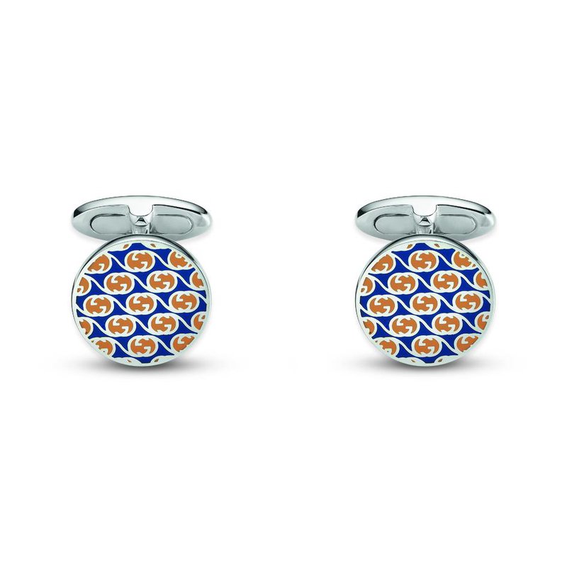 Gucci Blue And Orange Enamel Cufflinks, Ref#YBE29882200100U