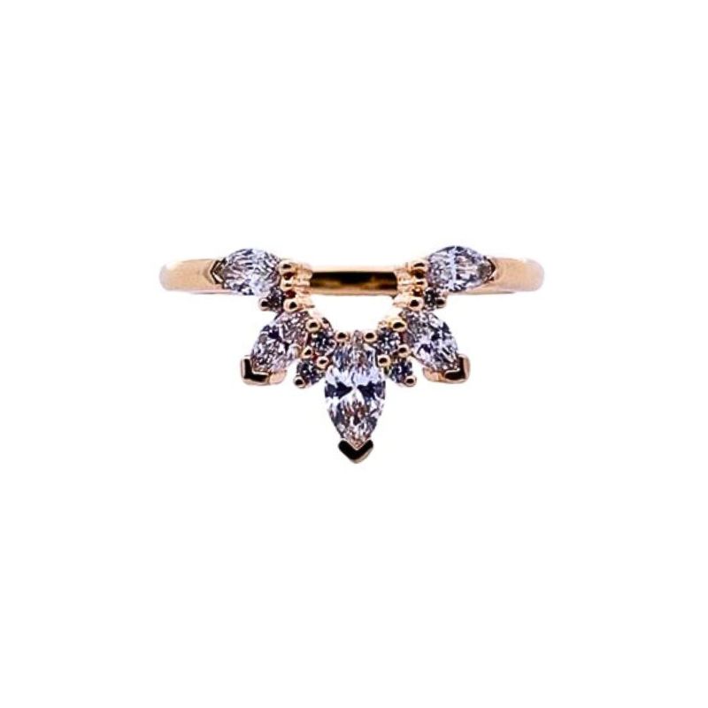 14kt Yellow Gold Lab Grown Diamond Fan Contour Band