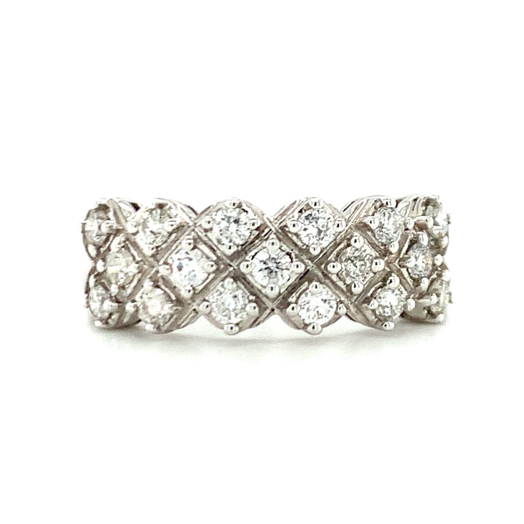 3 Row prong set Diamond Band. 17RD - 0.78cts