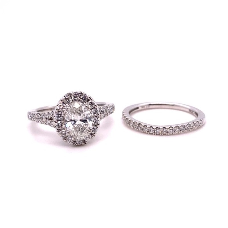2.00ctw Lab-Grown Oval Diamond Engagement Set, 14kt white