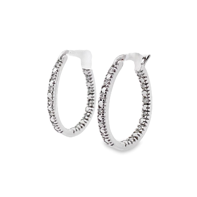Oval Inside Out Diamond Hoops 1/5ct