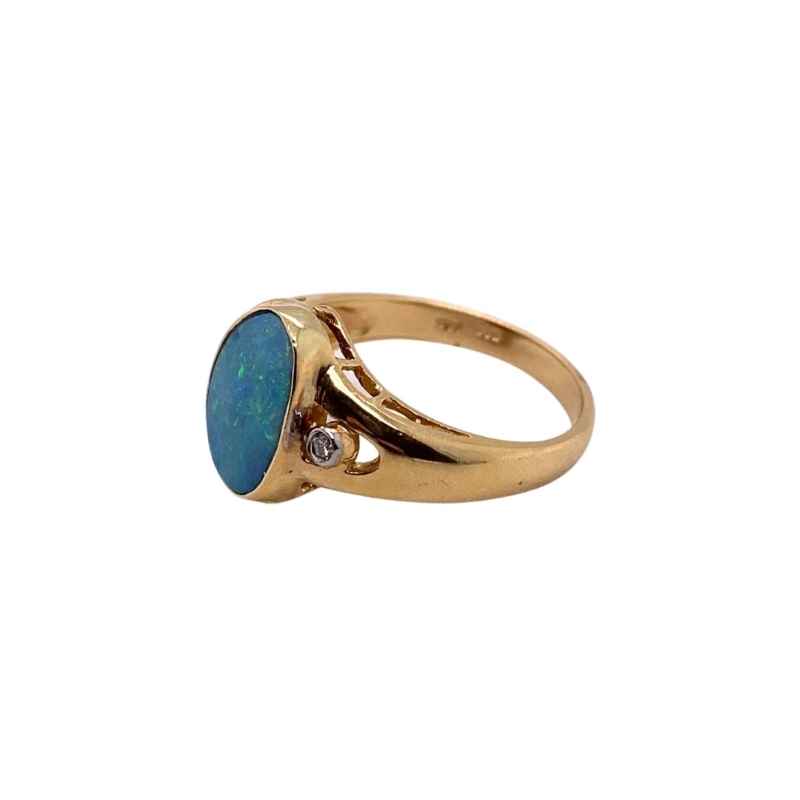 Oval Opal and Mini Diamond Ladies Ring - Image 2