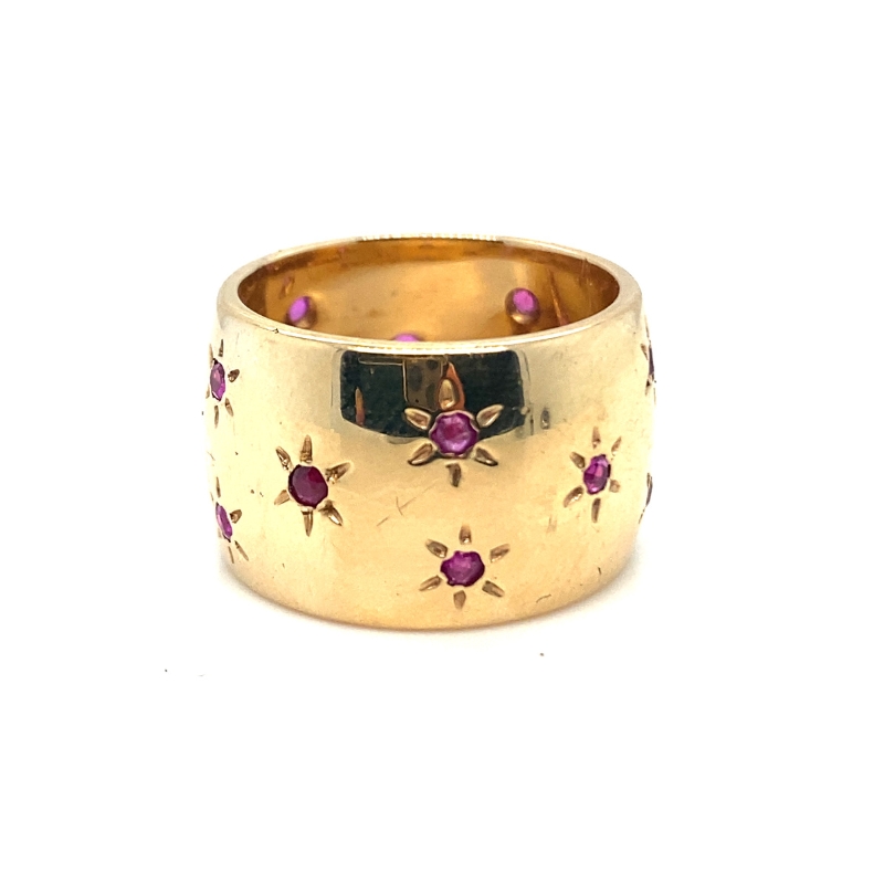 Wide Star Set Design Ruby Ring