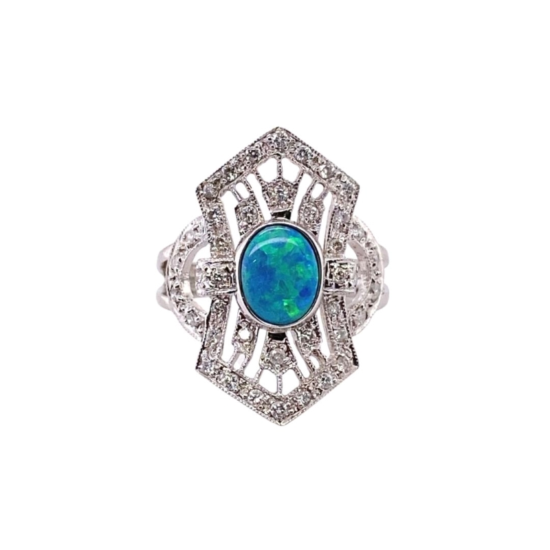 Austrailian Opal Diamond Ring, 0.55ctw