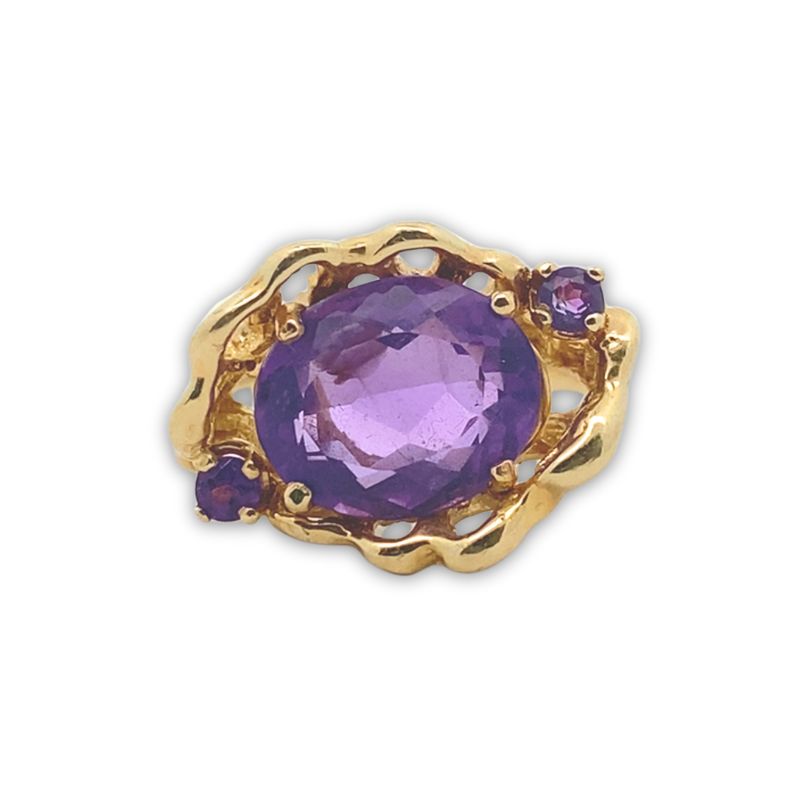 11x8mm Oval Amethyst Vintage Nugget Ring