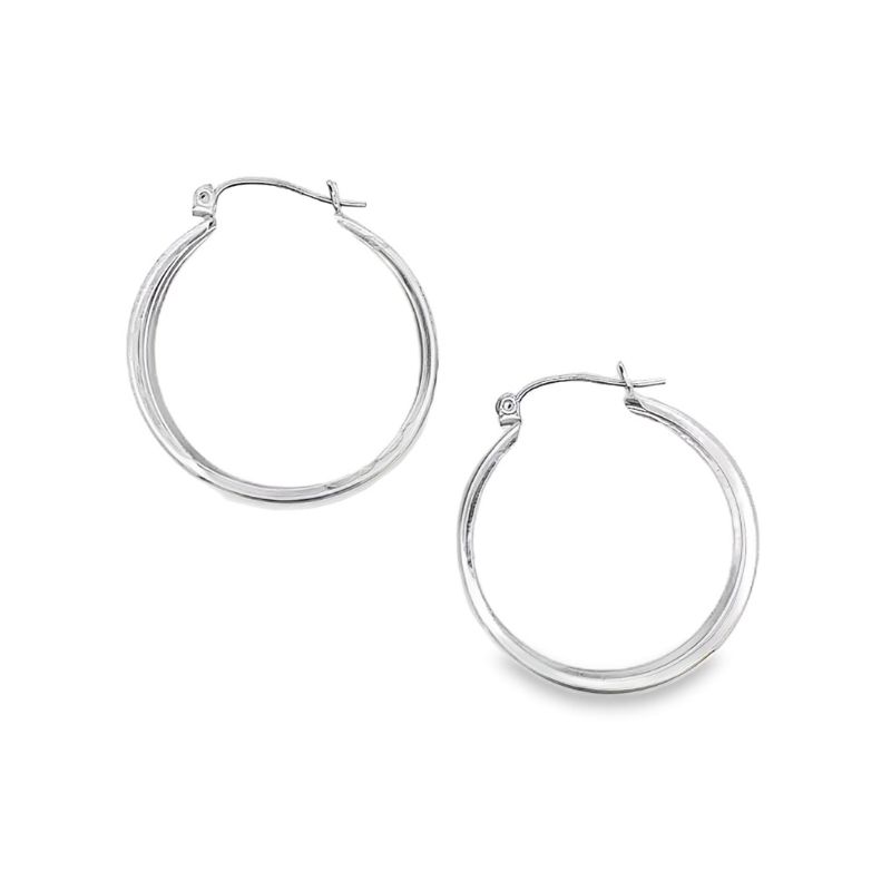 Thick Concaved Hoops, 14kt White Gold