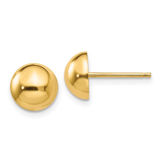 8mm Half Ball Post Earrings, 14kt Yellow