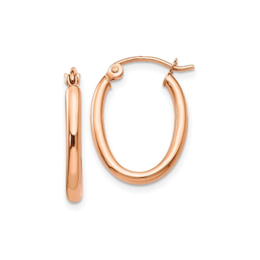 Medium Sized Oval Hoops, 14kt Rose Gold
