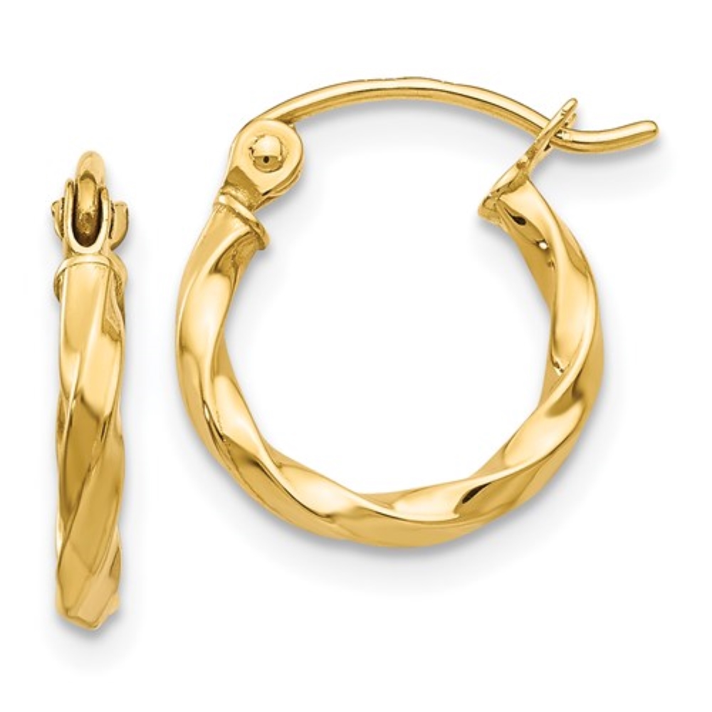 12mm Small Twist Huggies, 14kt Yellow