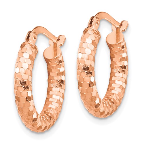 10mm Diamond Cut Huggies Earrings, 14kt Rose Gold - Image 2