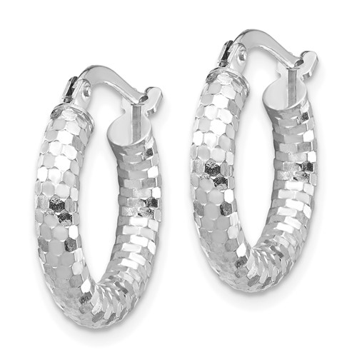 Diamond Cut Huggies, 14kt White Gold - Image 2