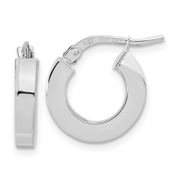 14mm Square Tube Hoop Earrings, 14kt White Gold