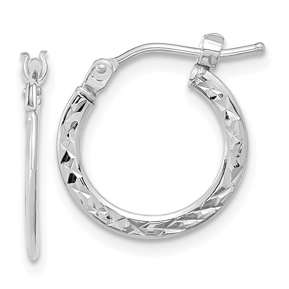 14mm Small Multi-Polished Hoops, 14kt White