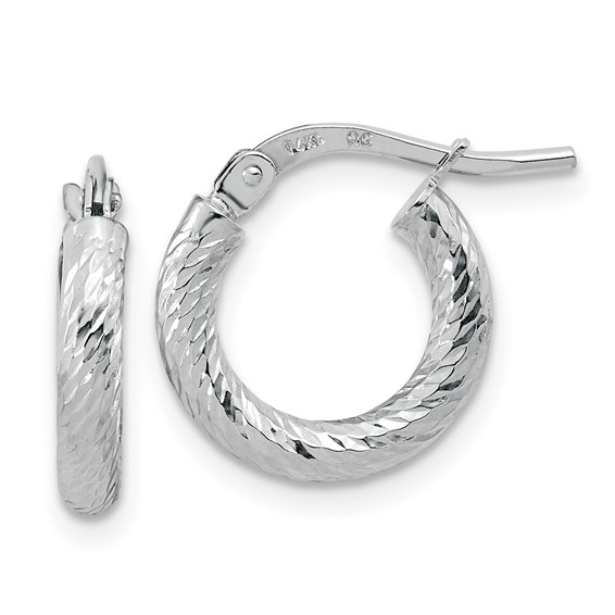 2mm Diamond Cut Hoops, 14kt White