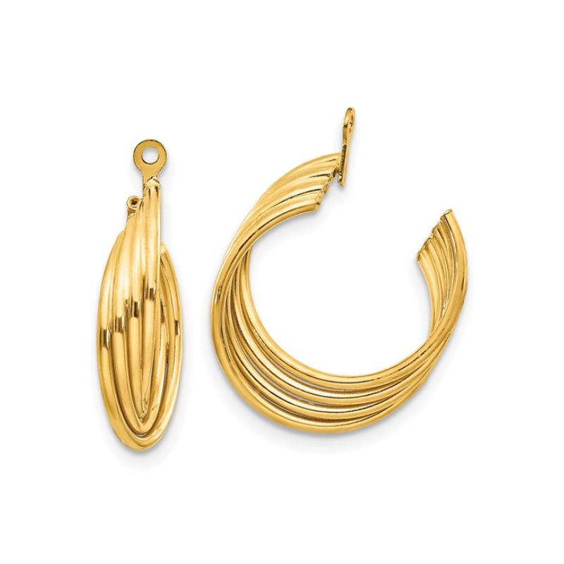 Medium Grooved Earring Jackets, 14kt Yellow