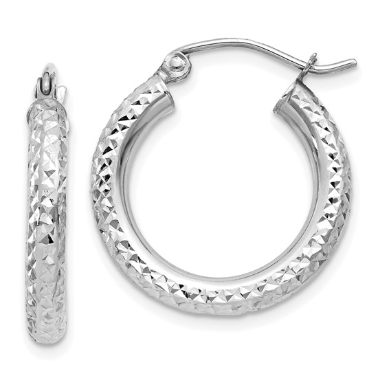 20mm Diamond Cut Hoops, 14kt White