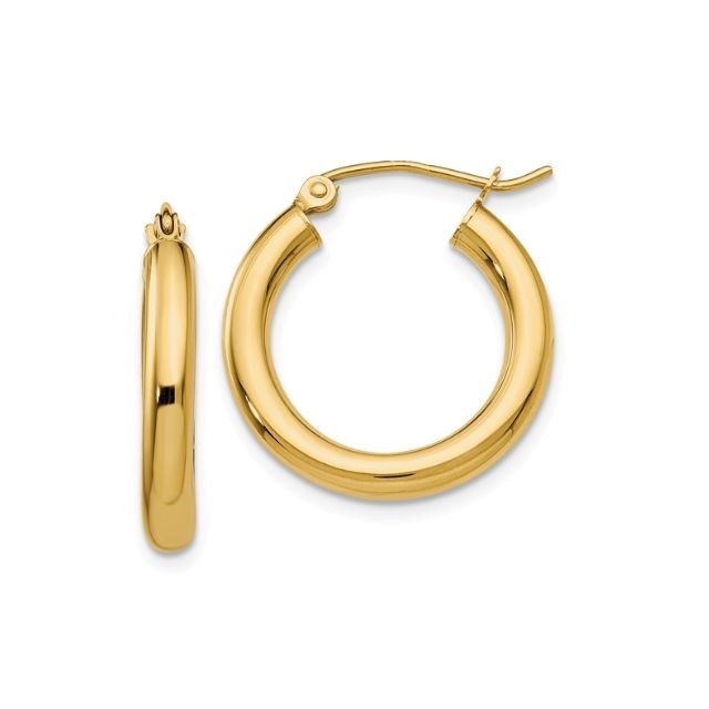 Thick, Mid-Size 20mm Hoops, 14kt Yellow Gold