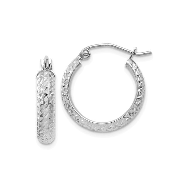 17mm Diamond Cut Hoops, 14kt White