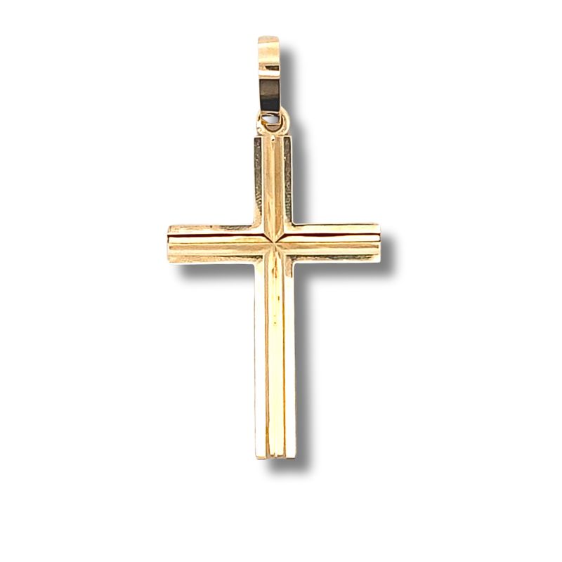 Medium Groove Cross, 14kt Yellow