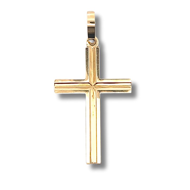 Large Groove Cross, 14kt Yellow