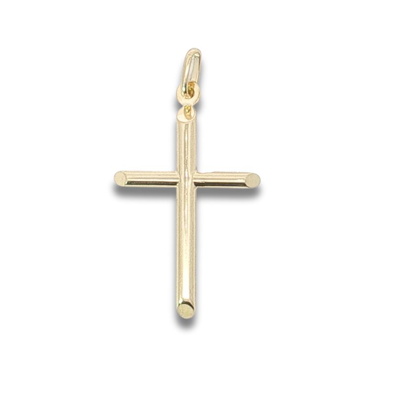 3.0mm Wide Medium Tube Cross, 14kt Yellow