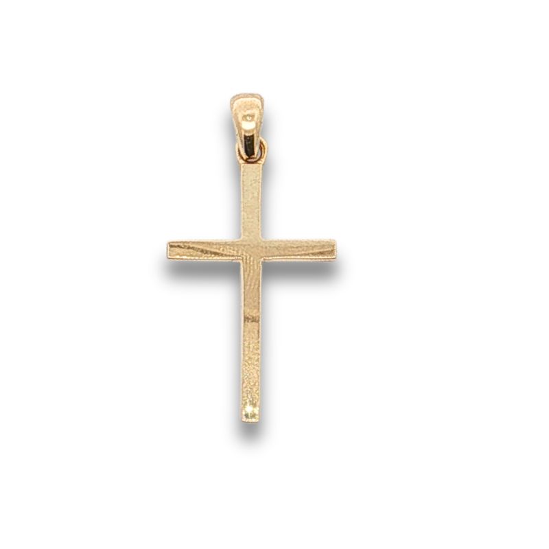 1.75mm Wide Solid Square Tube Cross, 14kt