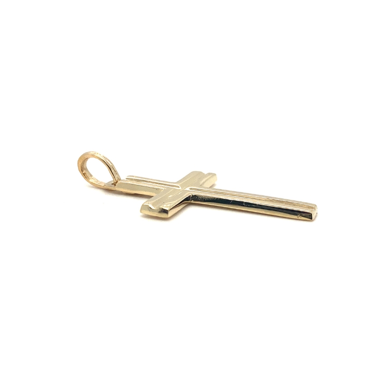 31mm Double Ridge Cross, 14kt Yellow - Image 3
