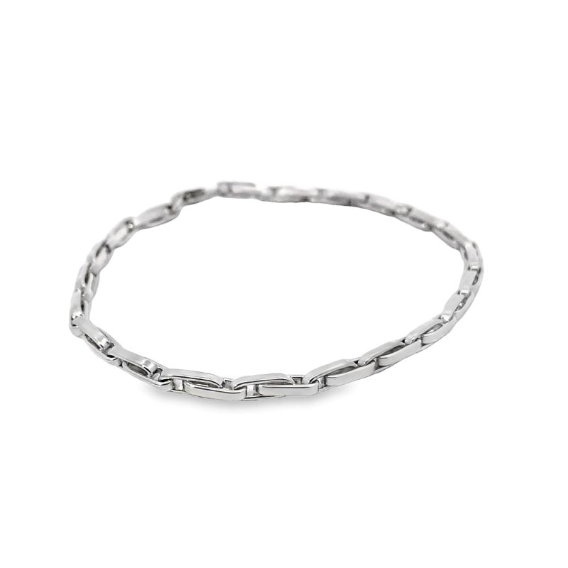 Solid 3-d Cable Link Bracelet, 14kt White