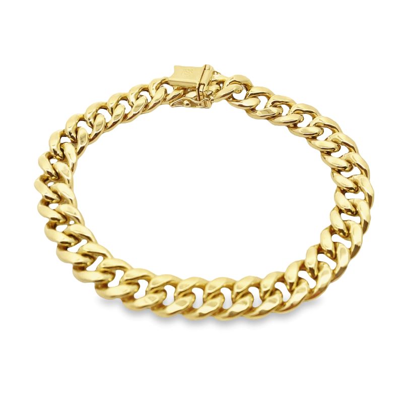 9.5mm Wide Miami Cuban Bracelet, 10kt Yellow