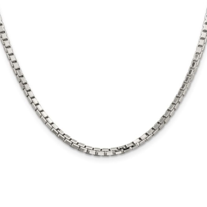 3 mm Diamond Cut Box Chain, Sterling Silver