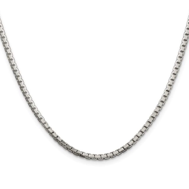 2.5mm Diamond Cut Box Chain, Sterling Silver