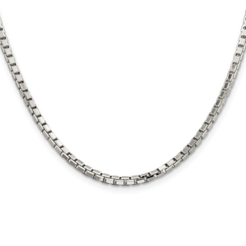 3mm Diamond Cut Box Chain, Sterling Silver