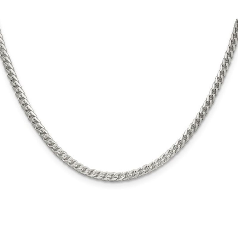 3.4mm Diamond Cut Square Franco Chain, Sterling Silver