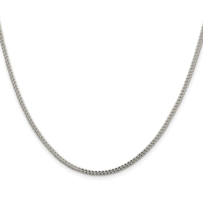 Sterling Silver Rhodium-plated 2mm D/C Square Franco Chain 20~22