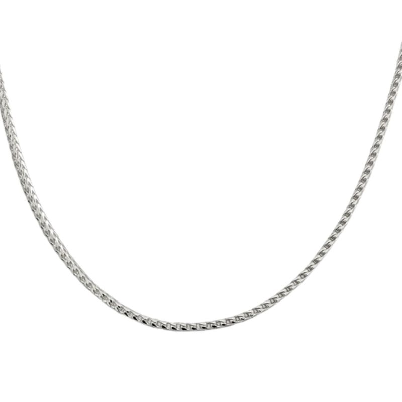 Sterling Silver Rhodium-plated 2.55mm D/C Square Franco Chain, 24~22
