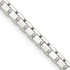 3mm Diamond Cut Box Chain, Sterling Silver