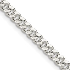 4mm Domed Curb Chain, Sterling Silver